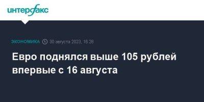 Евро поднялся выше 105 рублей впервые с 16 августа - smartmoney.one - Москва - США