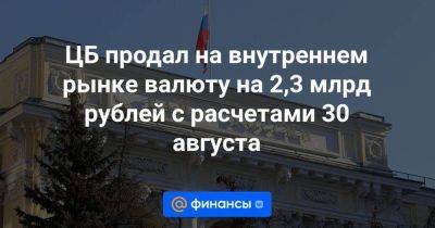 ЦБ продал на внутреннем рынке валюту на 2,3 млрд рублей с расчетами 30 августа - smartmoney.one - Россия