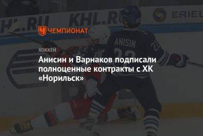 Анисин и Варнаков подписали полноценные контракты с ХК «Норильск» - championat.com - Белоруссия - Ярославль - Норильск