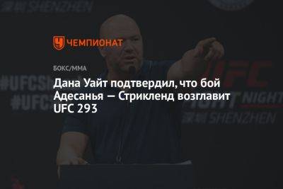 Конорый Макгрегорый - Дана Уайт - Майкл Чендлер - Шон Стрикленд - Дана Уайт подтвердил, что бой Адесанья — Стрикленд возглавит UFC 293 - championat.com - Ирландия