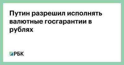 Владимир Путин - Путин разрешил исполнять валютные госгарантии в рублях - smartmoney.one