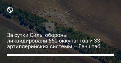 За сутки Силы обороны ликвидировали 550 оккупантов и 33 артиллерийских системы – Генштаб - liga.net - Россия - Украина