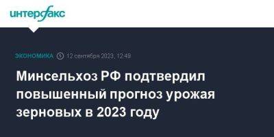 Владимир Путин - Реджеп Тайип Эрдоган - Дмитрий Патрушев - Минсельхоз РФ подтвердил повышенный прогноз урожая зерновых в 2023 году - smartmoney.one - Москва - Россия - Турция