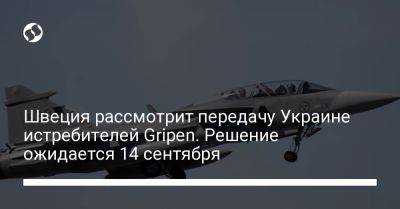 Швеция рассмотрит передачу Украине истребителей Gripen. Решение ожидается 14 сентября - liga.net - Украина - Швеция