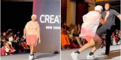 Зрители ничего не поняли. Пранкер в целлофане притворился моделью на неделе моды в Нью-Йорке — видео - nv.ua - США - Украина - Нью-Йорк - Нью-Йорк