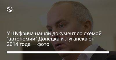 Нестор Шуфрич - У Шуфрича нашли документ со схемой "автономии" Донецка и Луганска от 2014 года — фото - liga.net - Россия - Украина - Луганская обл. - Донецк - Луганск - Донецкая обл.