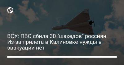 ВСУ: ПВО сбила 30 "шахедов" россиян. Из-за прилета в Калиновке нужды в эвакуации нет - liga.net - Украина - Румыния