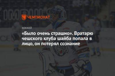 «Было очень страшно». Вратарю чешского клуба шайба попала в лицо, он потерял сознание - championat.com - Швейцария - Чехия