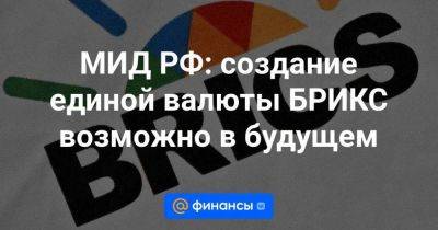 МИД РФ: создание единой валюты БРИКС возможно в будущем - smartmoney.one - Россия - Индия