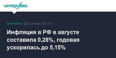 Инфляция в РФ в августе составила 0,28%, годовая ускорилась до 5,15% - smartmoney.one - Москва - Россия