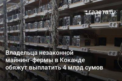 Владельца незаконной майнинговой фермы в Коканде обяжут выплатить 4 млрд сумов - gazeta.uz - Узбекистан