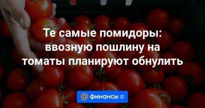 Те самые помидоры: ввозную пошлину на томаты планируют обнулить - smartmoney.one - Россия