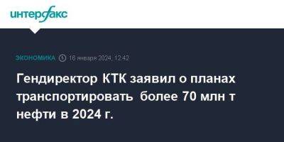 Гендиректор КТК заявил о планах транспортировать более 70 млн т нефти в 2024 г. - smartmoney.one - Москва - Россия