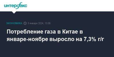 Потребление газа в Китае в январе-ноябре выросло на 7,3% г/г - smartmoney.one - Москва - Китай