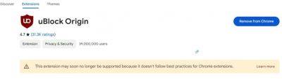 maybeelf - Google предупредила о скором отключении uBlock Origin и других расширений - habr.com
