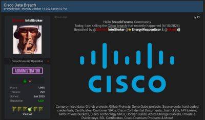 TravisMacrif - Cisco расследует утечку после того, как украденные данные компании были проданы на хакерском форуме - habr.com - США