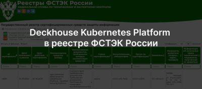 Deckhouse Kubernetes Platform стала первой сертифицированной платформой контейнеризации в России - habr.com - Россия