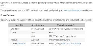 denis19 - Microsoft представила открытый проект диспетчера виртуальных машин OpenVMM, написанный на Rust - habr.com - Microsoft