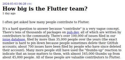 denis19 - Иэн Хиксон попытался оценить количество участников проекта Flutter и получил 94 357 за всю историю фреймворка - habr.com