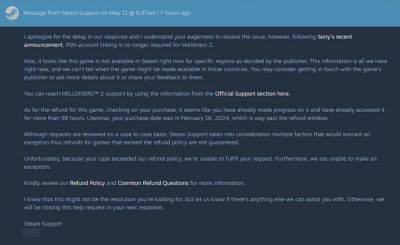 denis19 - Valve: платформа Steam сняла с продажи Helldivers 2 и Ghost of Tsushima в более чем 180 странах по запросу Sony - habr.com