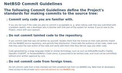 denis19 - В команде проекта NetBSD запретили принятие изменений в коде, подготовленных при помощи ИИ - habr.com
