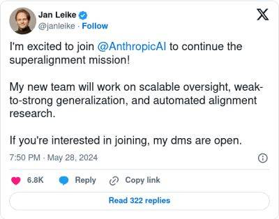 denis19 - Ушедший из OpenAI руководитель отдела разработки ИИ Ян Лейке вышел на работу в ИИ-стартап Anthropic - habr.com
