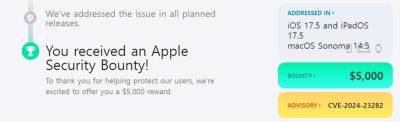 AnnieBronson - Apple заплатила $5 тыс. за критическую уязвимость в iOS и macOS и отказала в увеличении награды - habr.com