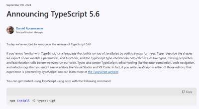 denis19 - Релиз TypeScript 5.6 - habr.com - Microsoft