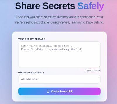 denis19 - Вышел открытый проект Epha-ots для обеспечения обмена одноразовыми зашифрованными сообщениями - habr.com
