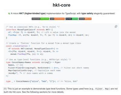 denis19 - Проект TypeScript HKT — реализация micro HKT (higher-kinded type) для TypeScript с гарантированной безопасностью типов - habr.com