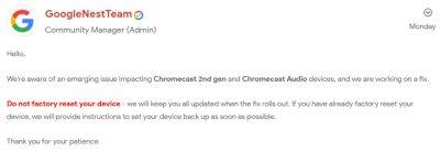 maybeelf - Google исправит сбой в работе устройств Chromecast - habr.com