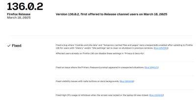 denis19 - В Firefox 136.0.2 убран ​​баг с высокой загрузкой ЦП в Windows при заблокированном экране или закрытой крышке ноутбука - habr.com