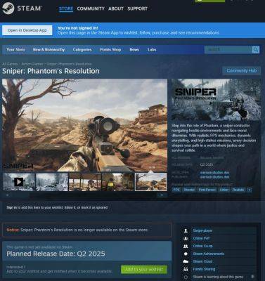 denis19 - Steam удалила демо-версию игры Sniper: Phantom's Resolution, заражающую ПК пользователей Windows вредоносным ПО - habr.com