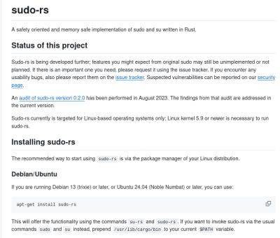 denis19 - Canonical планирует в Ubuntu 25.10 перейти на использование по умолчанию утилиты sudo-rs на языке Rust - habr.com