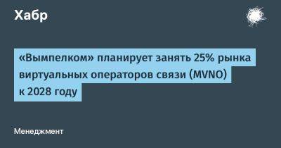 Сергей Быков - denis19 - «Вымпелком» планирует занять 25% рынка виртуальных операторов связи (MVNO) к 2028 году - habr.com - Россия
