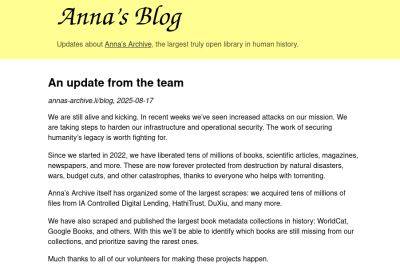 denis19 - Проект Anna’s Archive укрепляет инфраструктуру и продолжает деятельность, несмотря на давление регуляторов разных стран - habr.com