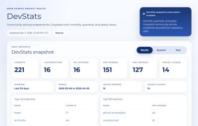 Платформа Cozystack (CNCF Sandbox) обзавелась публичными страничками с опенсорсной аналитикой - habr.com - Sandbox