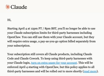 runawayllm - Подписчикам Claude запретили использовать OpenClaw — Anthropic объяснила это непропорциональной нагрузкой - habr.com